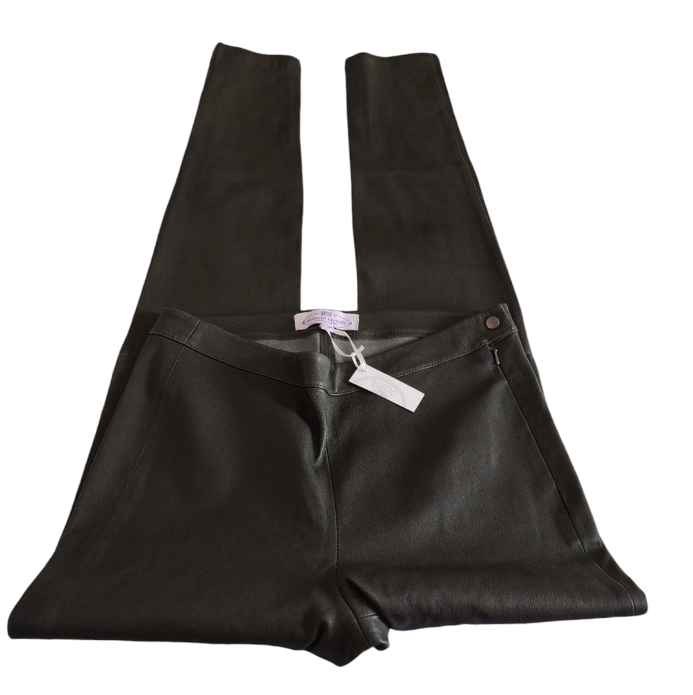 Muche et Muchette S/M Olive Green Lamb Leather Zip Ankle Pants